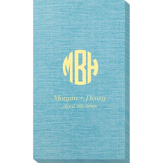 Rounded Monogram with Text Bamboo Luxe Guest Towels